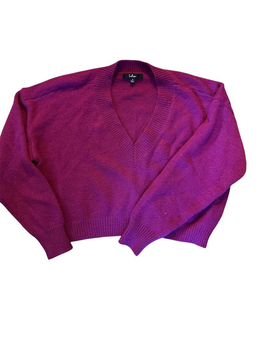 Lulu's Magenta-Purple V-Neck Sweater Sz Small